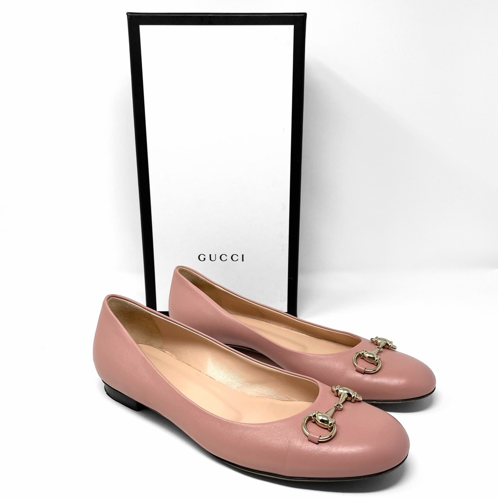 Gucci Horsebit Ballet Flats Pink Leather EU 39 US 9 Powder Pink - Picture 4 of 16